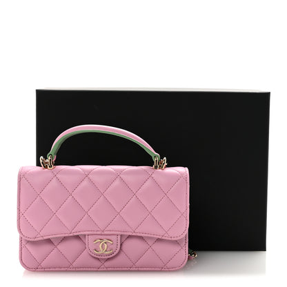 Chanel Lambskin Quilted Flap Phone Holder With Chain Lilac Light Green 12 of 12