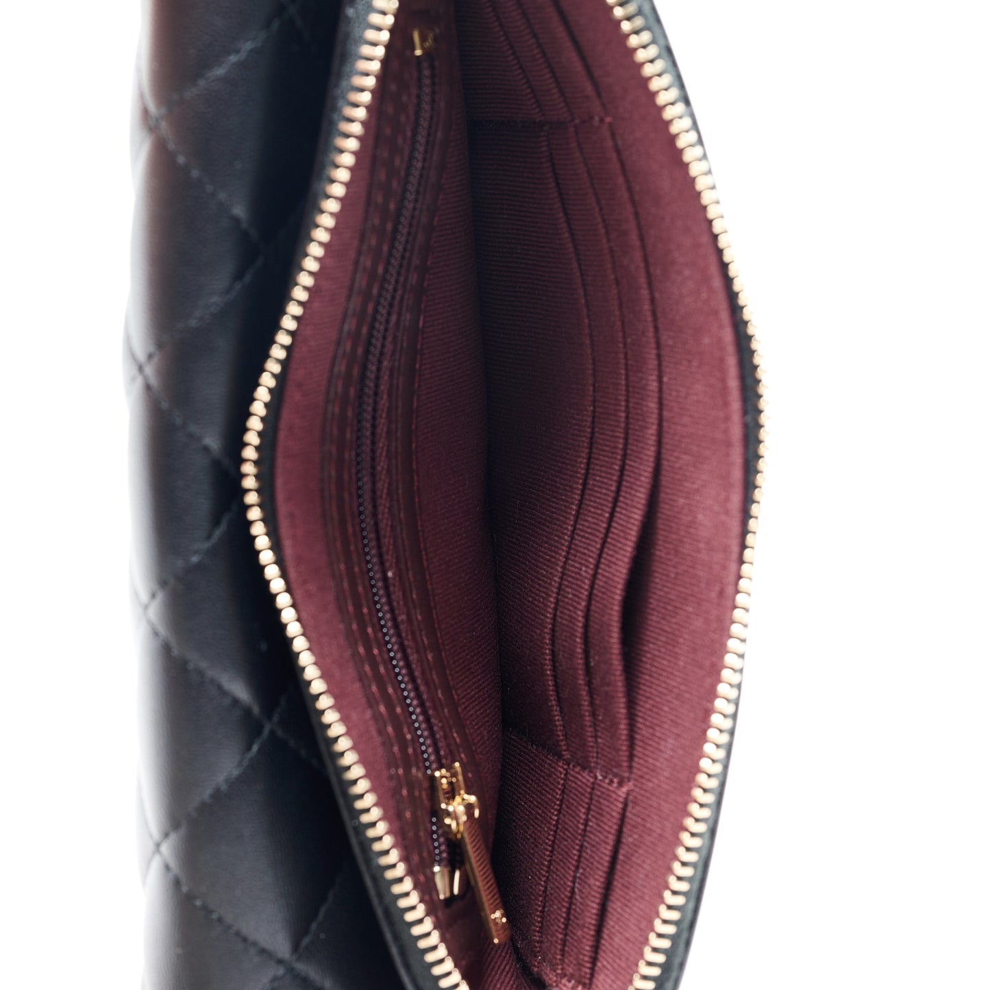 Lambskin Quilted Flap Phone Holder With Chain Black