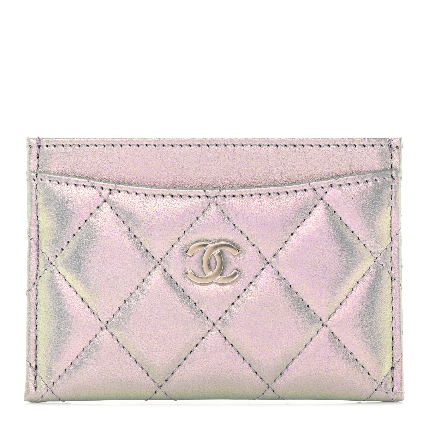 Chanel Iridescent Calfskin Quilted Card Holder Light Purple 1 of 10
