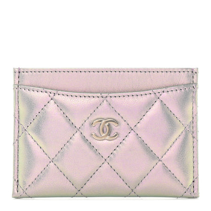 Chanel Iridescent Calfskin Quilted Card Holder Light Purple 1 of 10