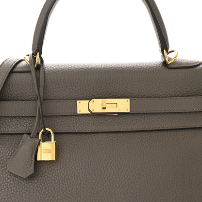 Hermes Taurillon Clemence Kelly Retourne 32 Etain 8 of 13
