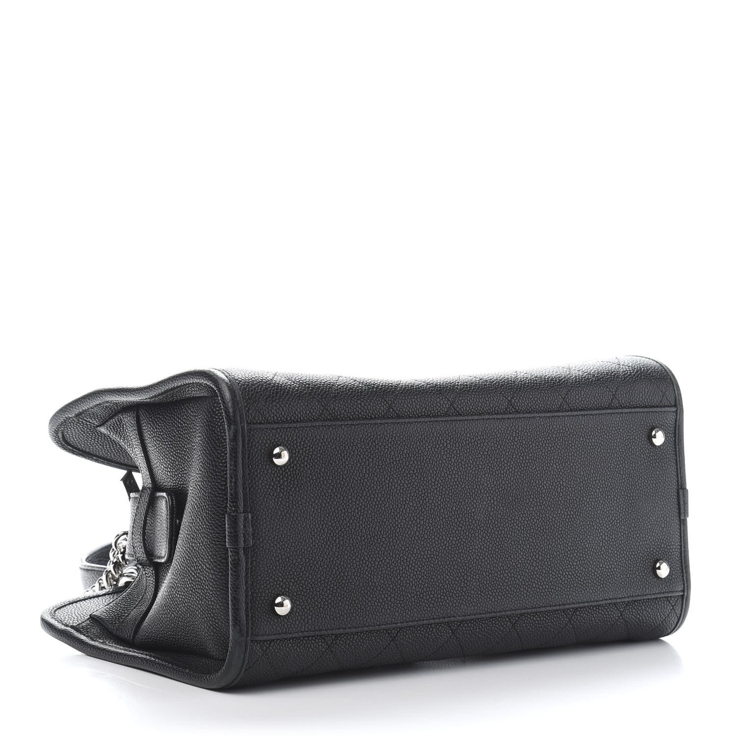 Caviar Stitched Shopping Tote Black