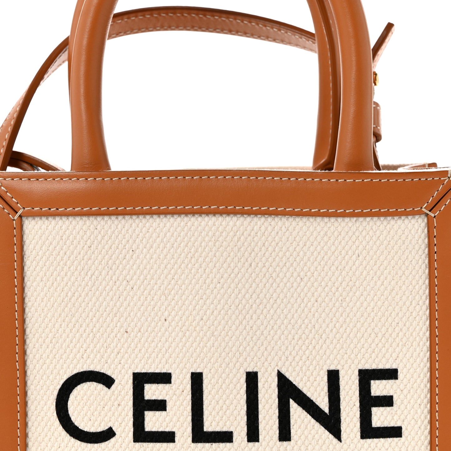 Canvas Calfskin Mini Vertical Cabas Natural Tan