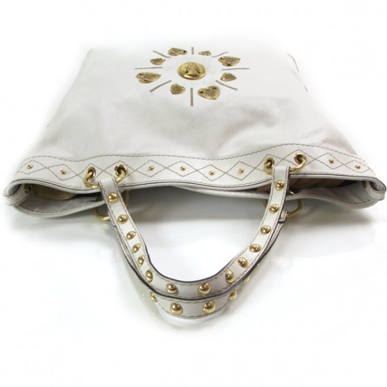 Leather Studded Irina Tote White