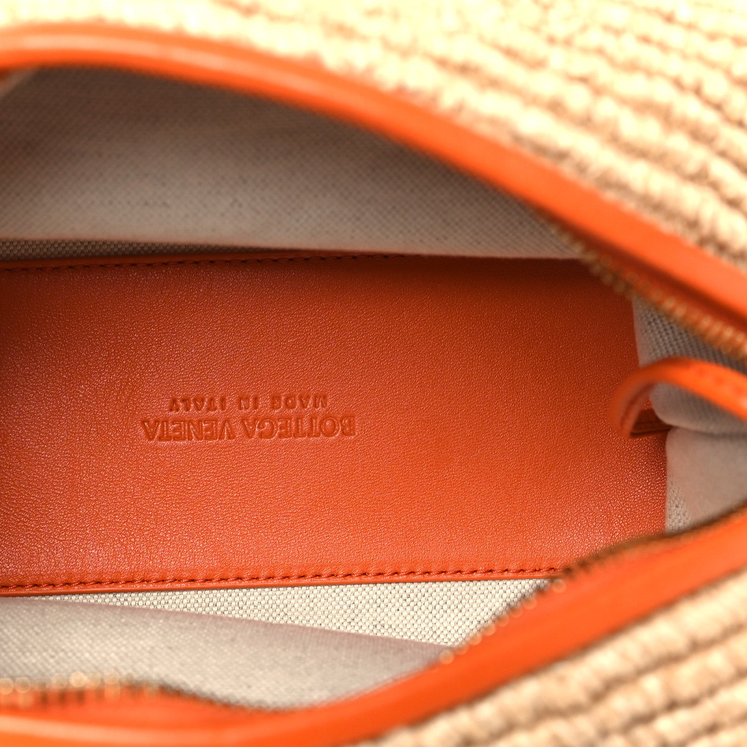 Bottega Veneta Raffia Calfskin Small Loop Top Handle Natural