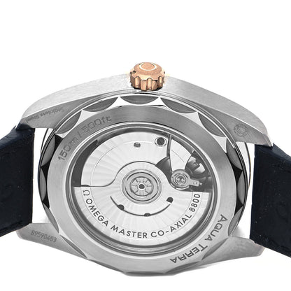 Omega Stainless Steel 18K Sedna Gold Alligator 38mm Seamaster Aqua Terra Co-Axial Automatic Watch Blue 220.23.38.20.03.001 4 of 5