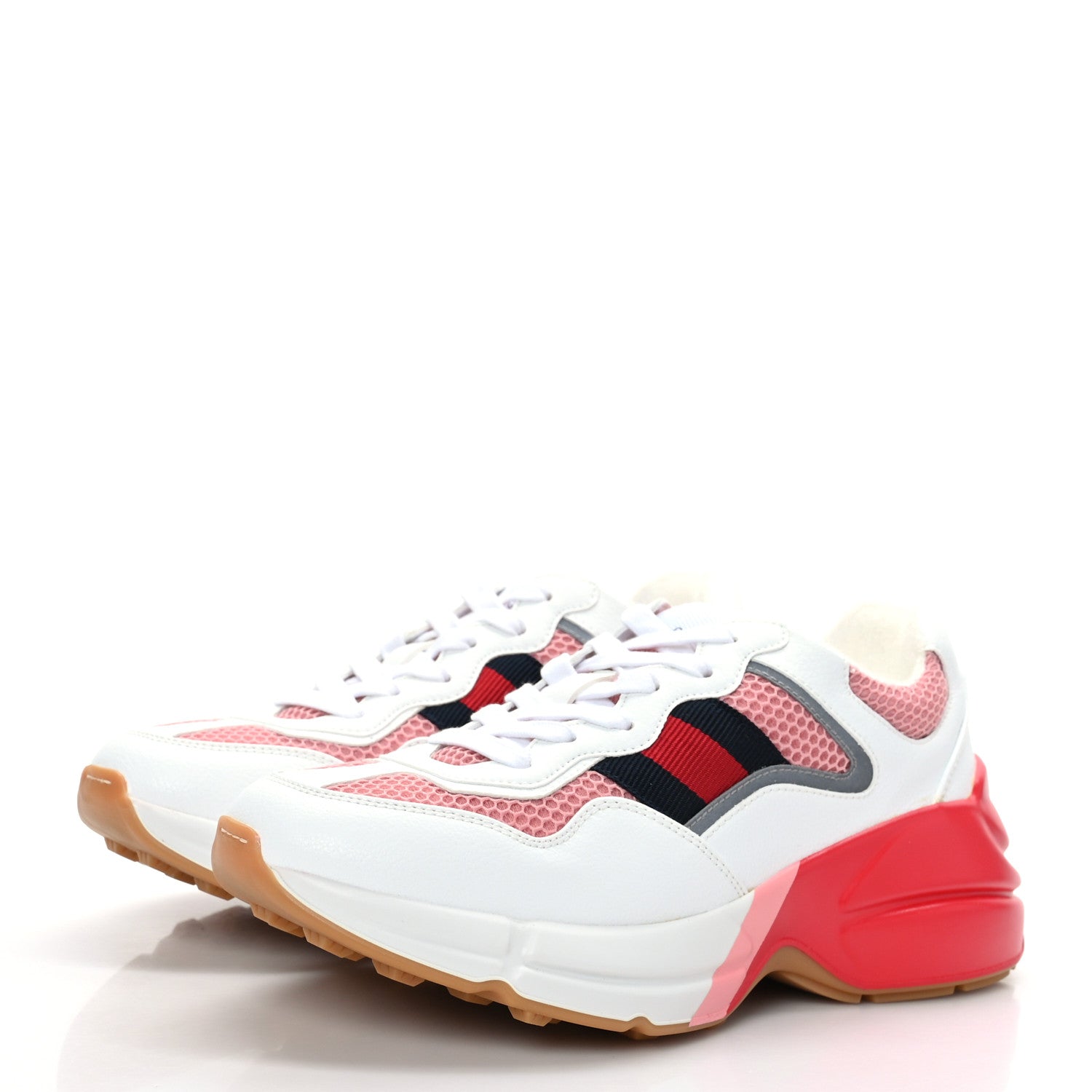Gucci Lavaredo Eco Fabric Mesh Web Womens Rhyton Reflective Sneakers 36 Great White Water Rose Silver 3 of 7