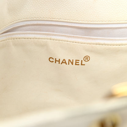 Chanel Caviar Quilted CC Tote White 6 of 16