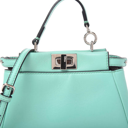 Fendi Shiny Nappa Micro Peekaboo Iconic Satchel Turchese Egiz 8 of 8
