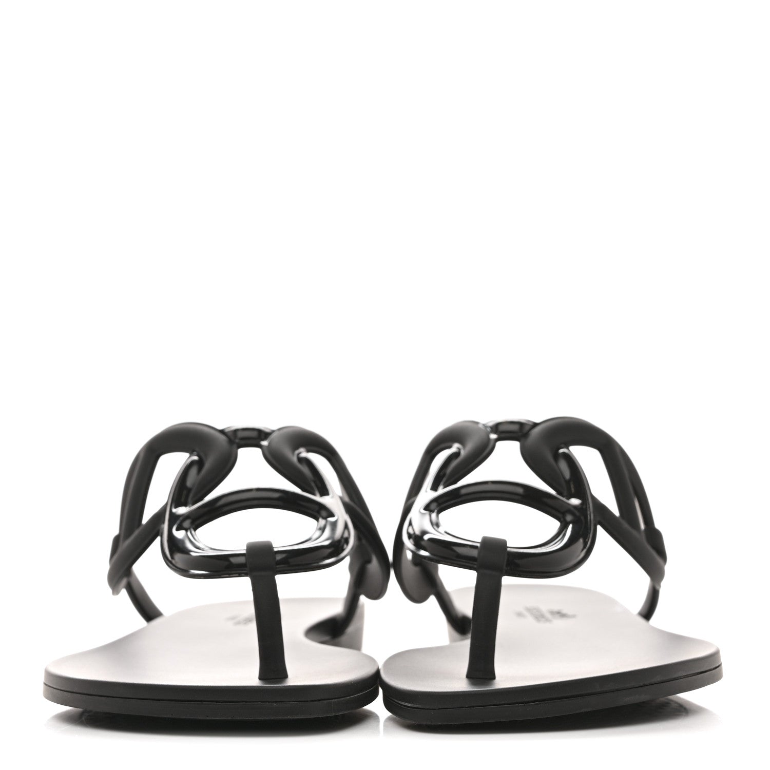 Hermes Rubber Womens Egerie Sandals 37 Black 3 of 11