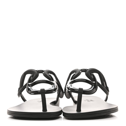 Hermes Rubber Womens Egerie Sandals 37 Black 3 of 11