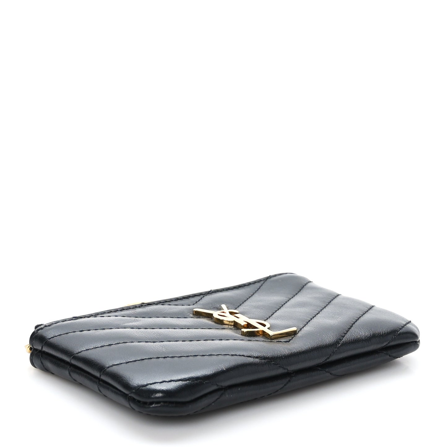 Calfskin Matelasse Monogram Key Pouch Black