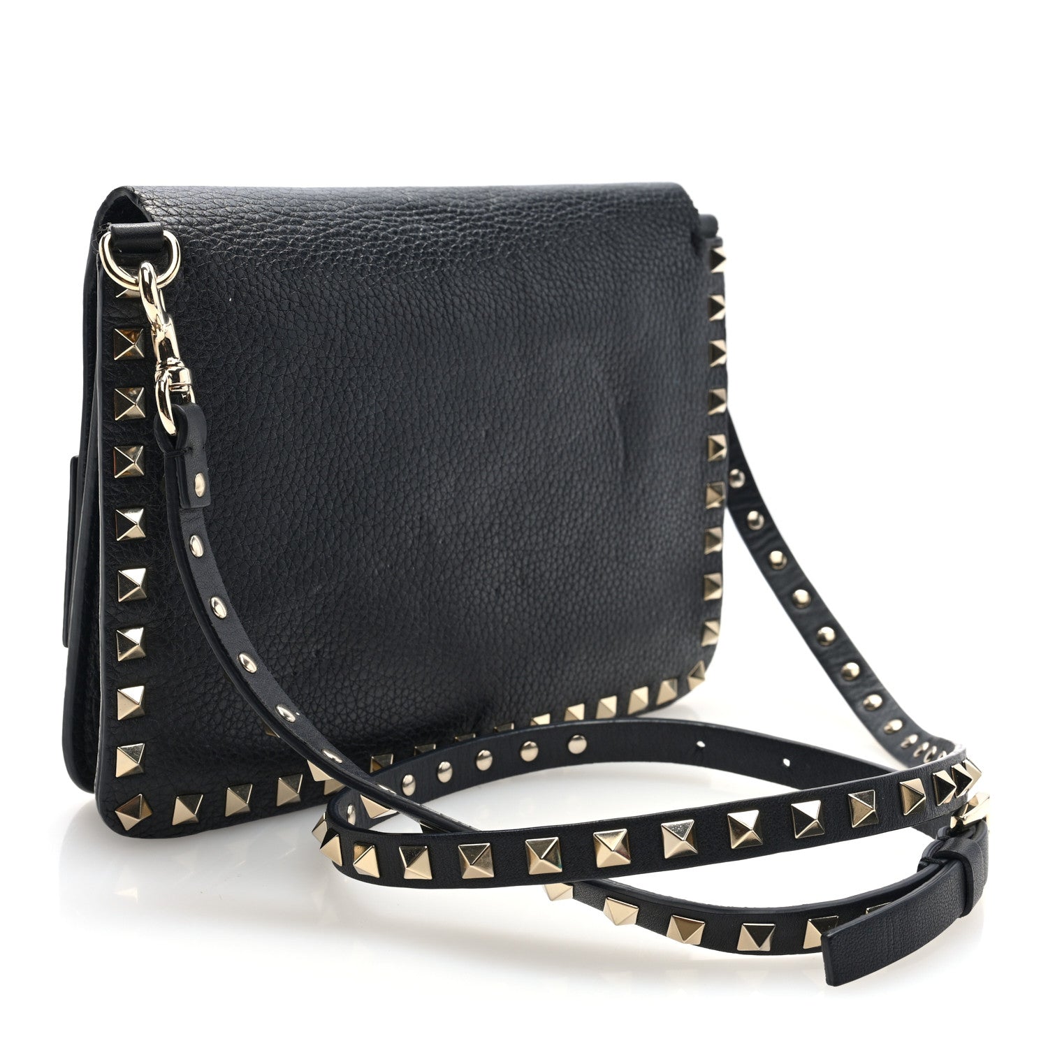 Valentino Garavani Pebbled Calfskin Rockstud Side Slip Crossbody Black 3 of 9