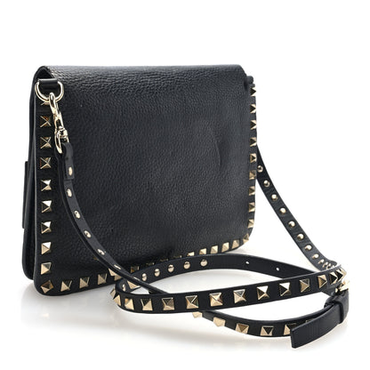 Valentino Garavani Pebbled Calfskin Rockstud Side Slip Crossbody Black 3 of 9