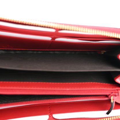Gucci Calfskin Bamboo Round Zip Long Wallet Red 5 of 10
