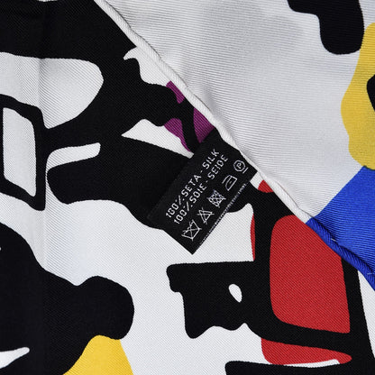 Chanel Silk CC Demonstrate Scarf White Black 6 of 6