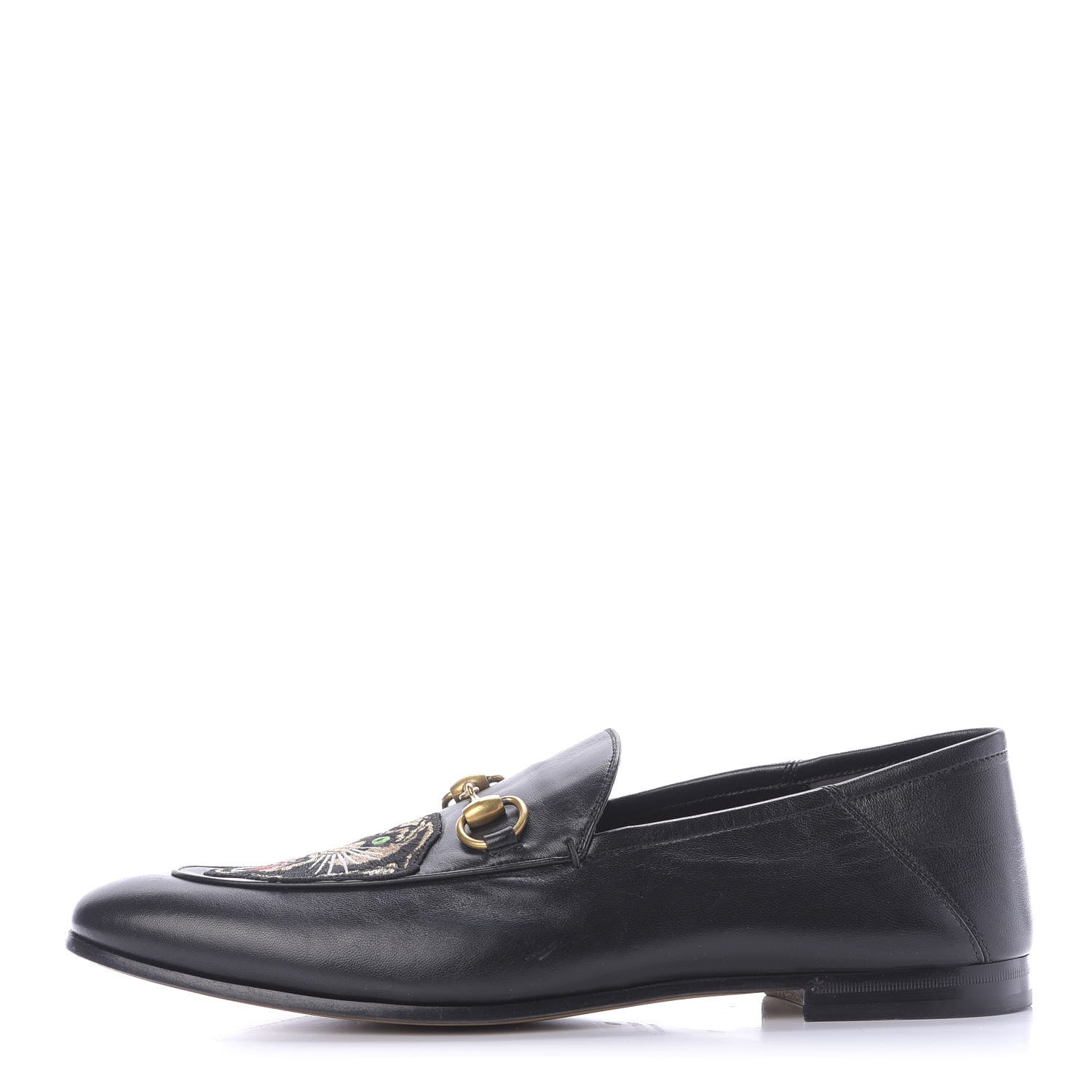 Gucci Goatskin Tiger Embroidered Mens Horsebit Loafers 11 Black 1 of 12