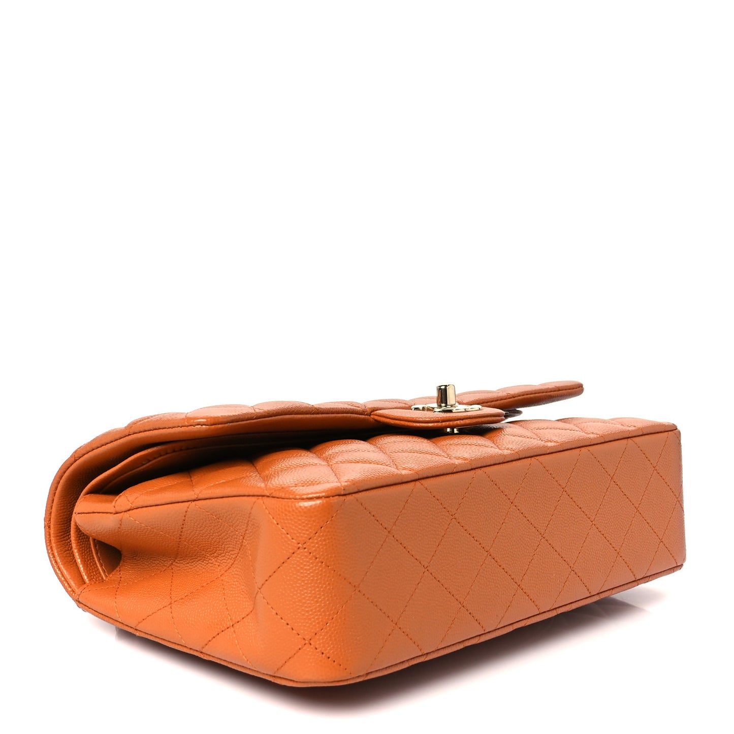 Caviar Quilted Medium Double Flap Light Brown Light Brown