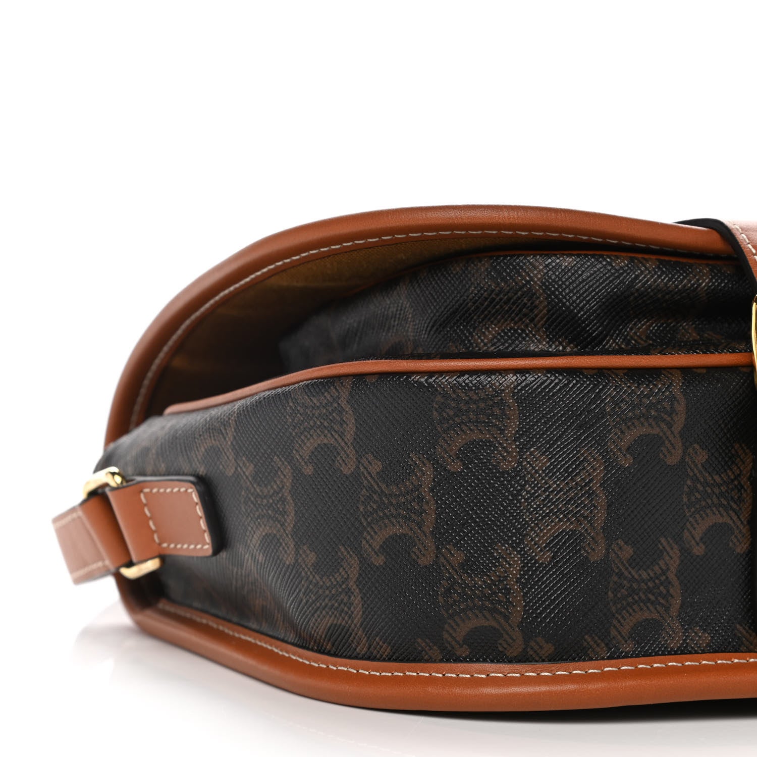 Celine Triomphe Canvas Medium Folco Bag Tan 10 of 12