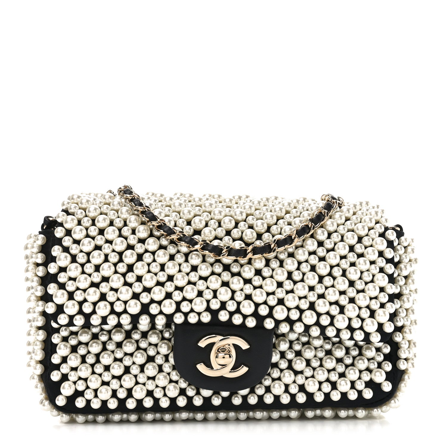 Chanel Lambskin Pearl On Flap Black 1 of 11