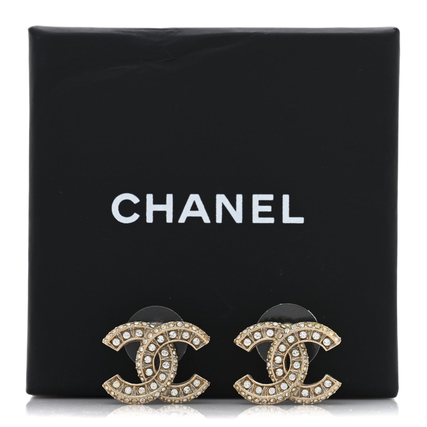 Crystal Timeless CC Earrings Light Gold