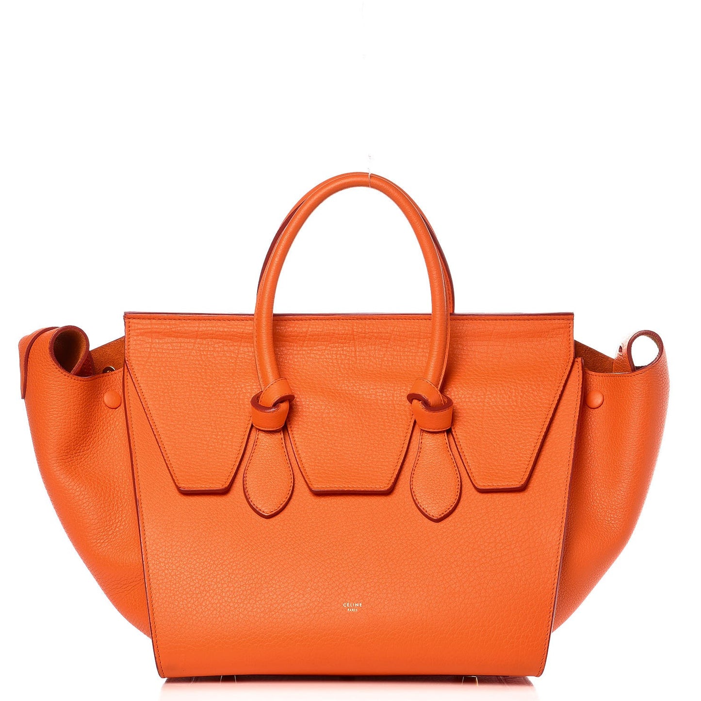 Crisped Calfskin Small Tie Knot Tote Bright Orange
