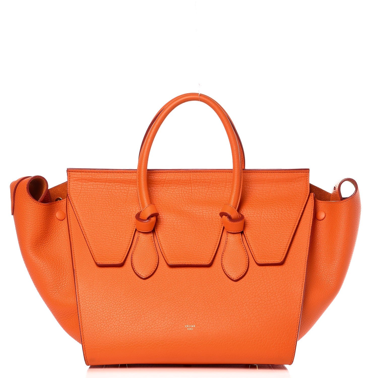 Celine Crisped Calfskin Small Tie Knot Tote Bright Orange 1 of 11
