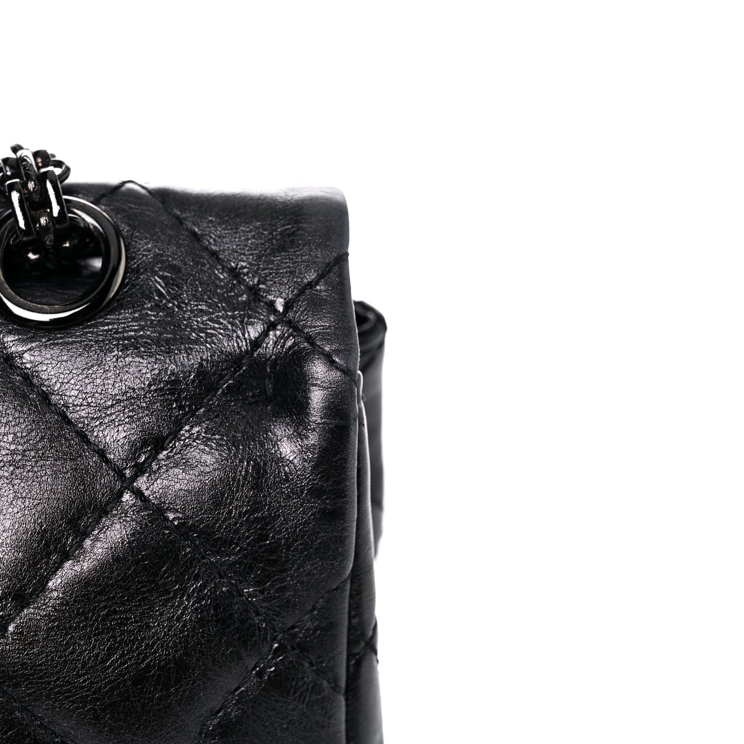 Metallic Aged Calfskin Quilted 2.55 Reissue 227 Flap So Black