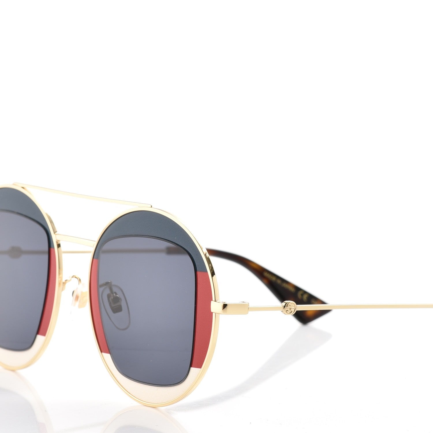 Gucci Round Frame Sylvie Web Sunglasses GG0105S Gold 6 of 9