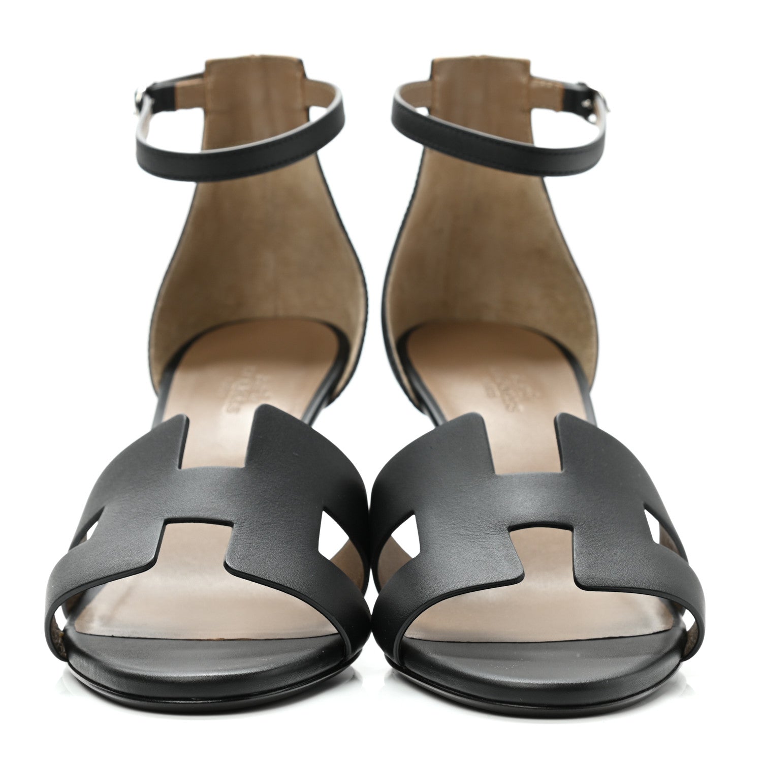 Hermes Calfskin Legend Wedge Sandals 41 Black 2 of 9