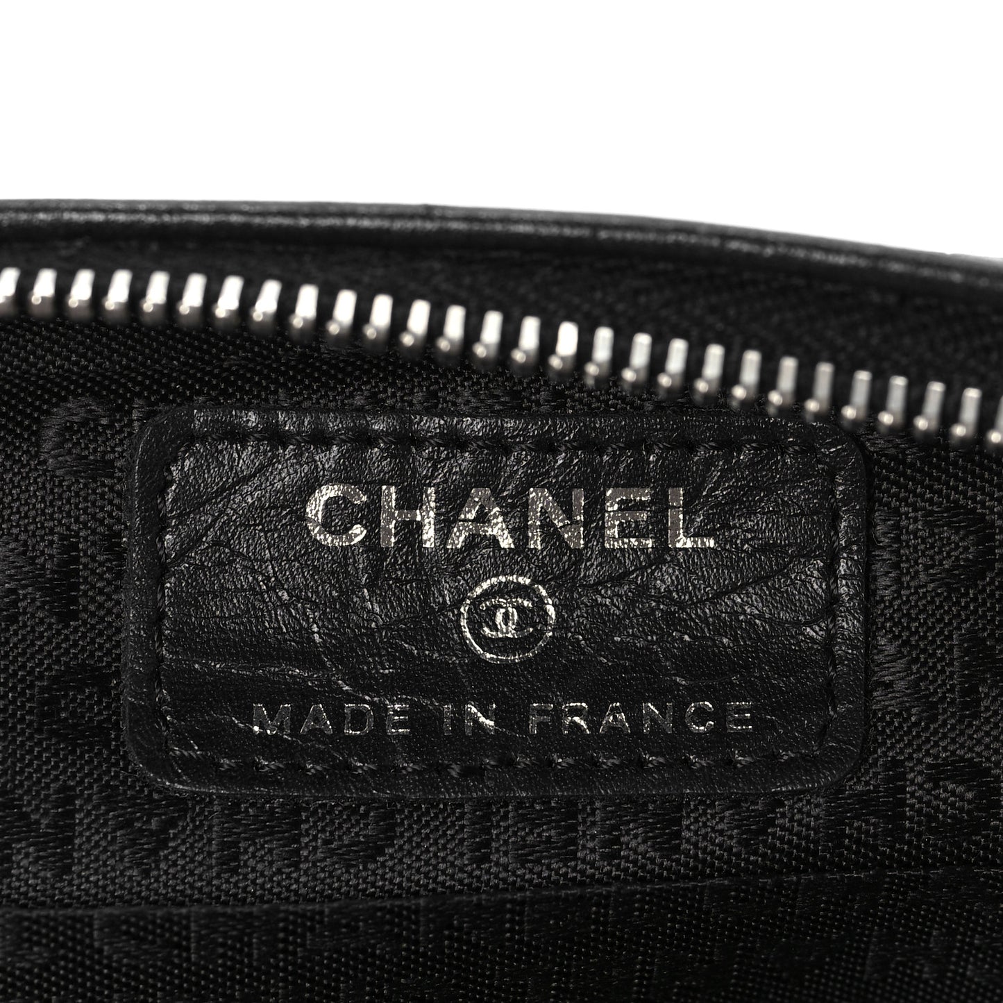 Aged Calfskin Quilted Cambon Cosmetic Case Black
