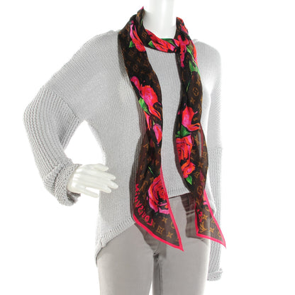 Louis Vuitton Silk Monogram Roses Scarf Marron 2 of 6