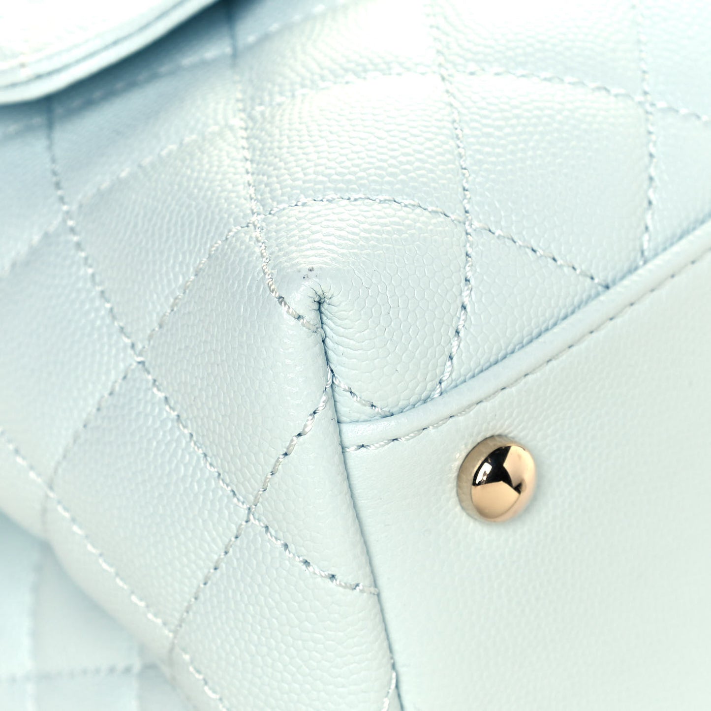 Caviar Quilted Small Coco Handle Flap Light Blue