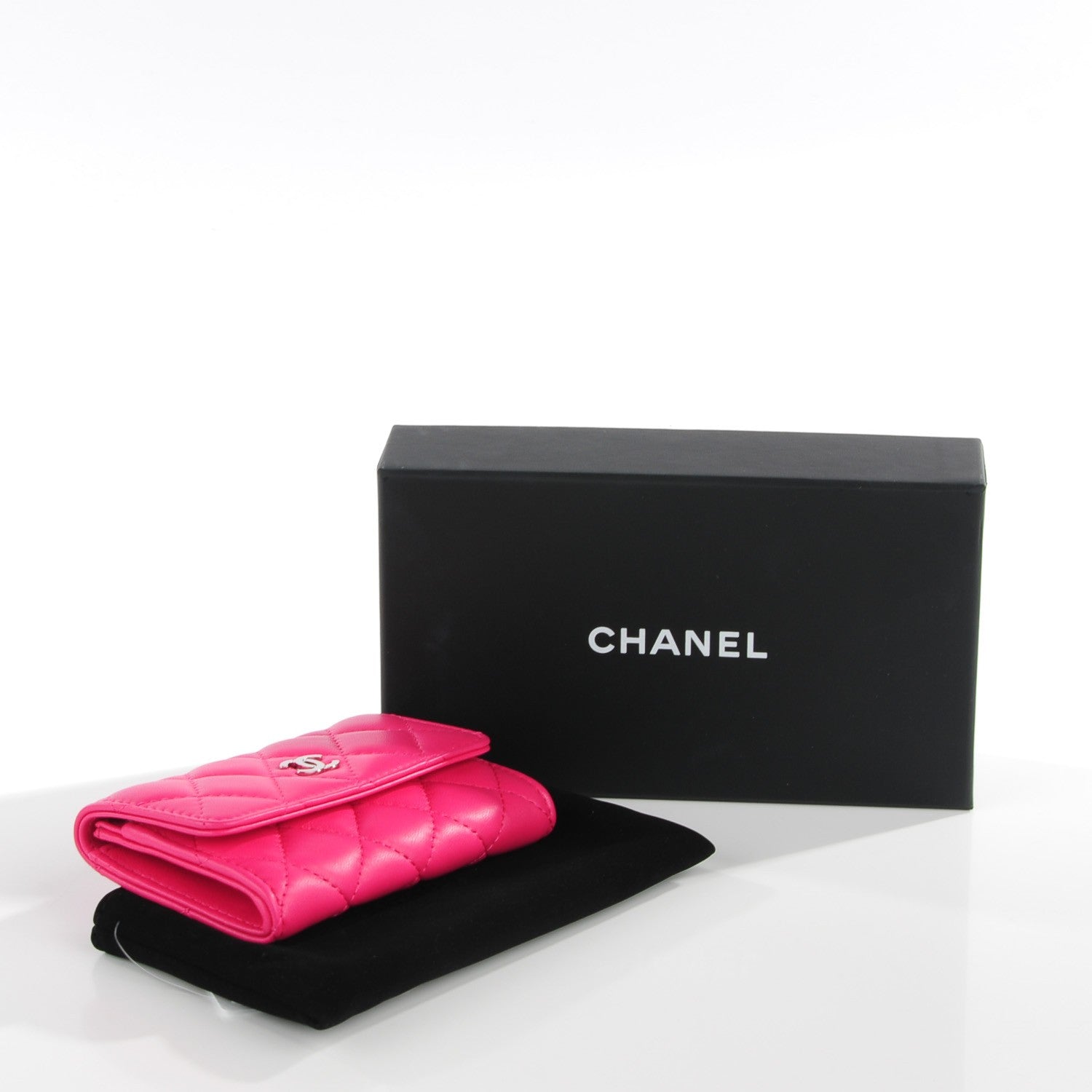 Chanel Lambskin Quilted Flap Card Holder Fuchsia 3 of 7