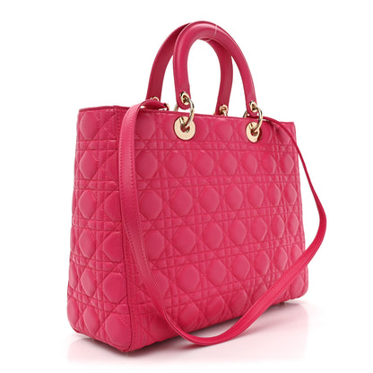 Christian Dior Lambskin Cannage Large Lady Dior Pink 3 of 15