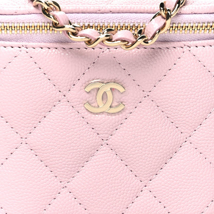 Chanel Caviar Quilted Mini Vanity Case With Chain Light Pink 8 of 10