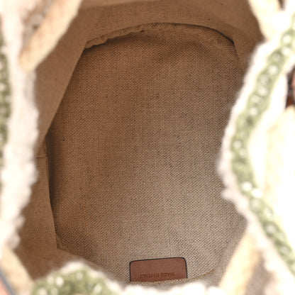 Celine Plein Soleil Textile Calfskin Teen Drawstring Bag Cream Khaki 5 of 10