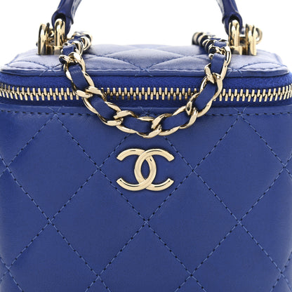 Chanel Lambskin Quilted Top Handle Mini Vanity Case With Chain Blue 8 of 11