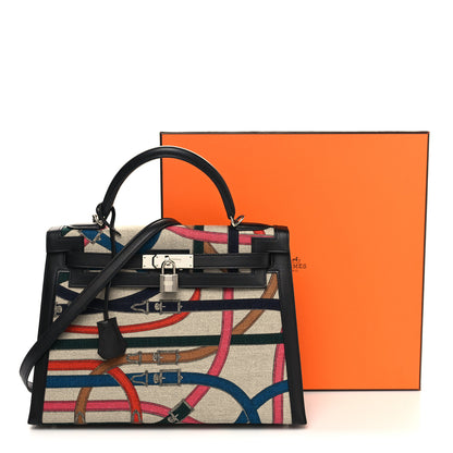 Hermes Swift Toile De Camp Cavalcadour Kelly Sellier 32 Black 13 of 13