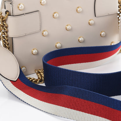 Gucci Nappa Pearl Studded Mini Queen Margaret Broadway Shoulder Bag Mystic White 11 of 13