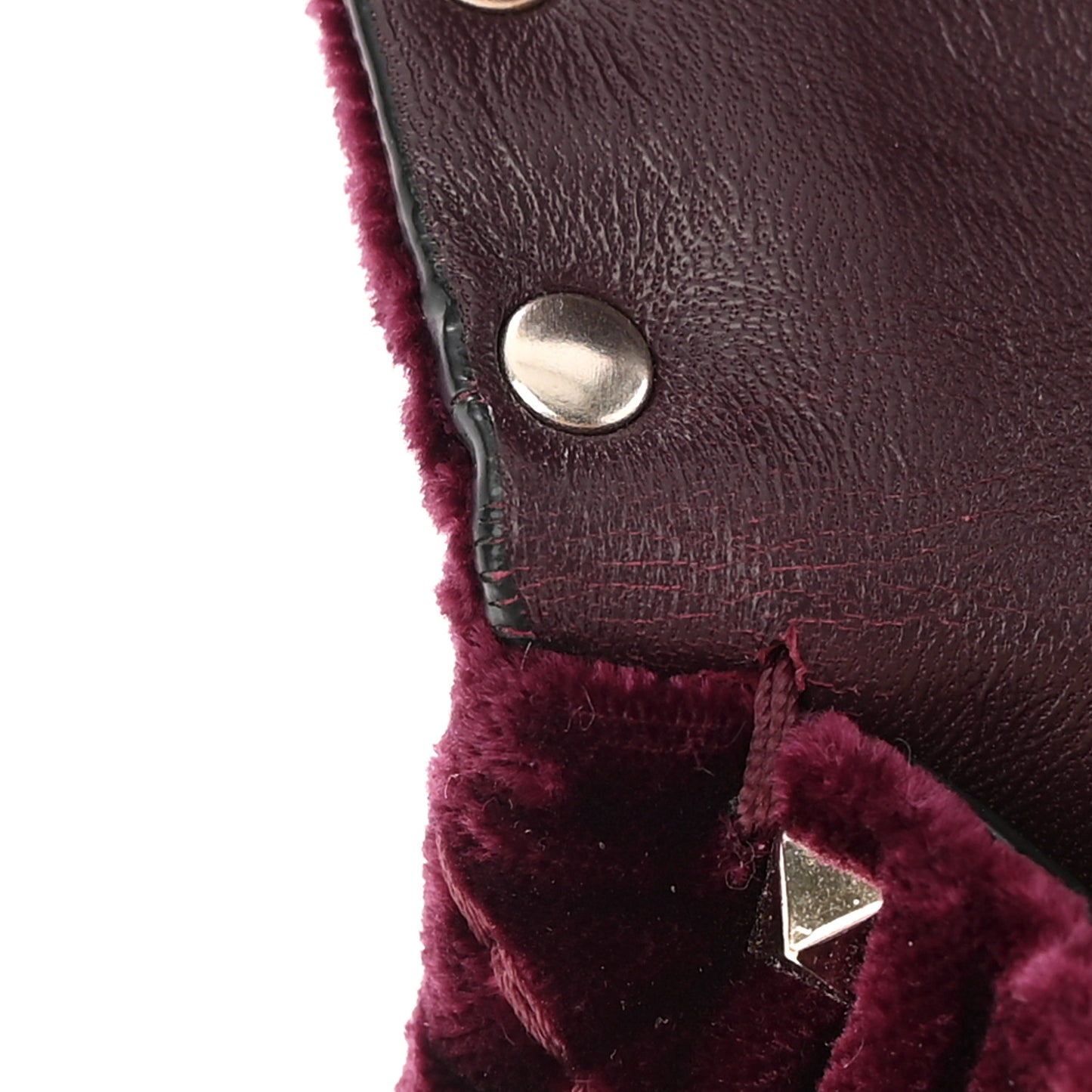 Velvet Medium Rockstud Spike Shoulder Bag Rubino