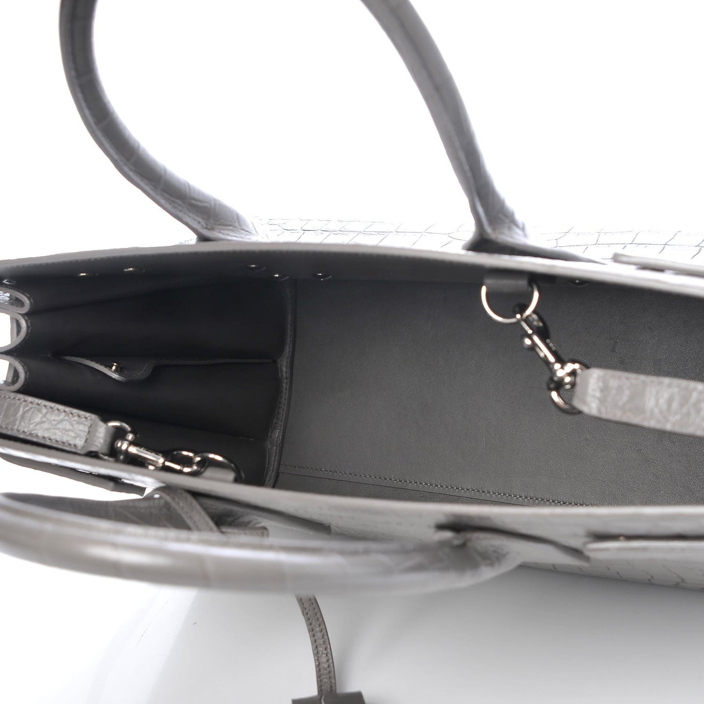 Calfskin Crocodile Embossed Small Sac De Jour Fog