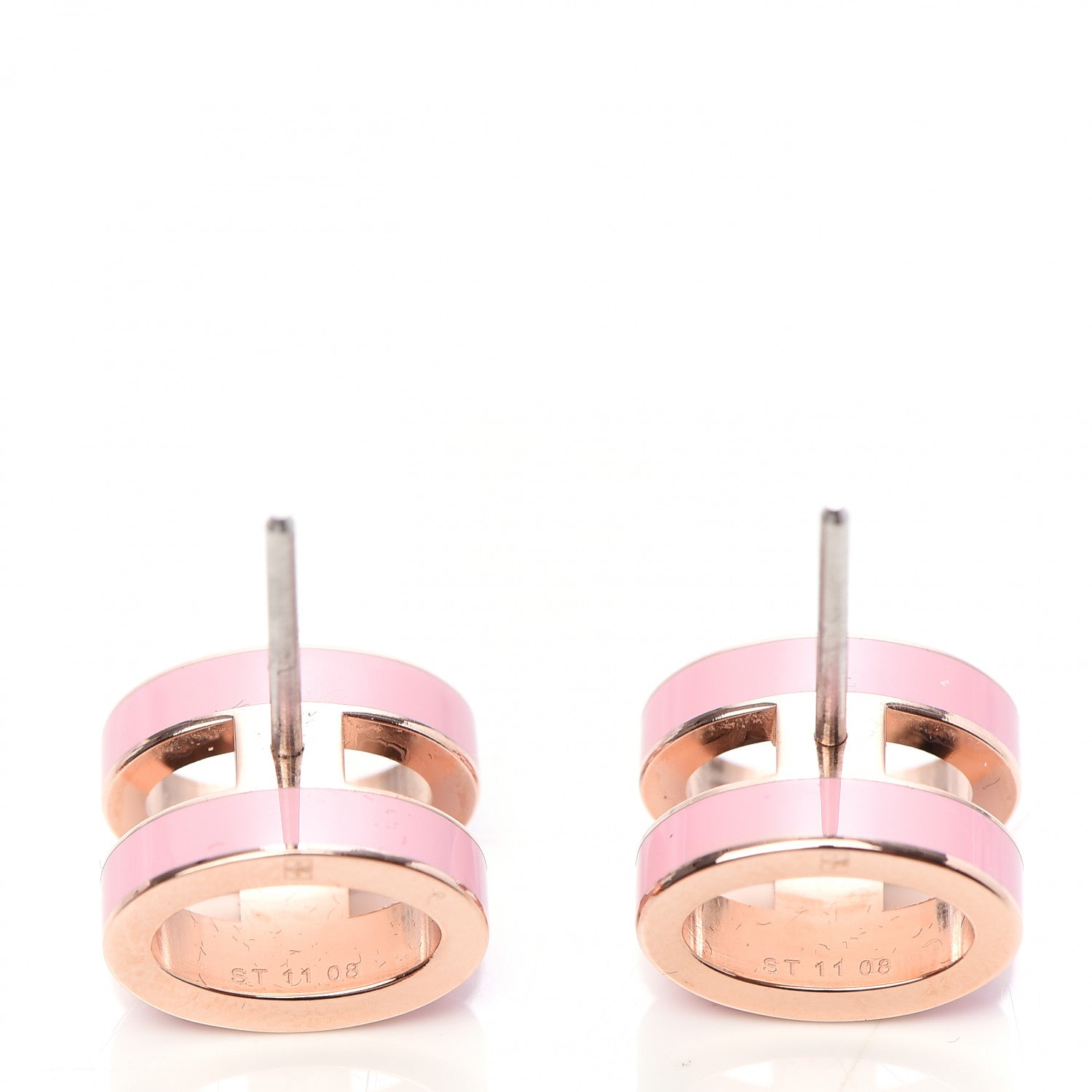 Hermes Rose Gold Lacquered Pop H Earrings Rose Dragee 5 of 6