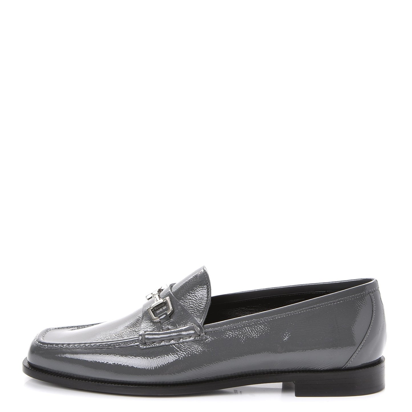 Naplack Patent Horsebit Banks Loafers 40 Melange Platinum