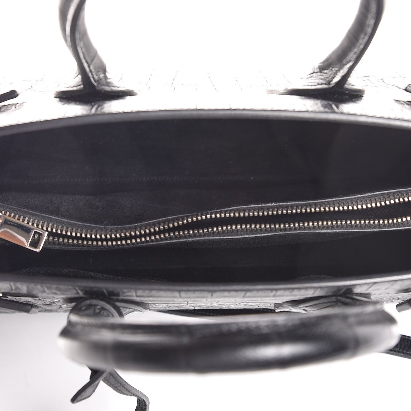 Calfskin Crocodile Embossed Small Sac de Jour Black