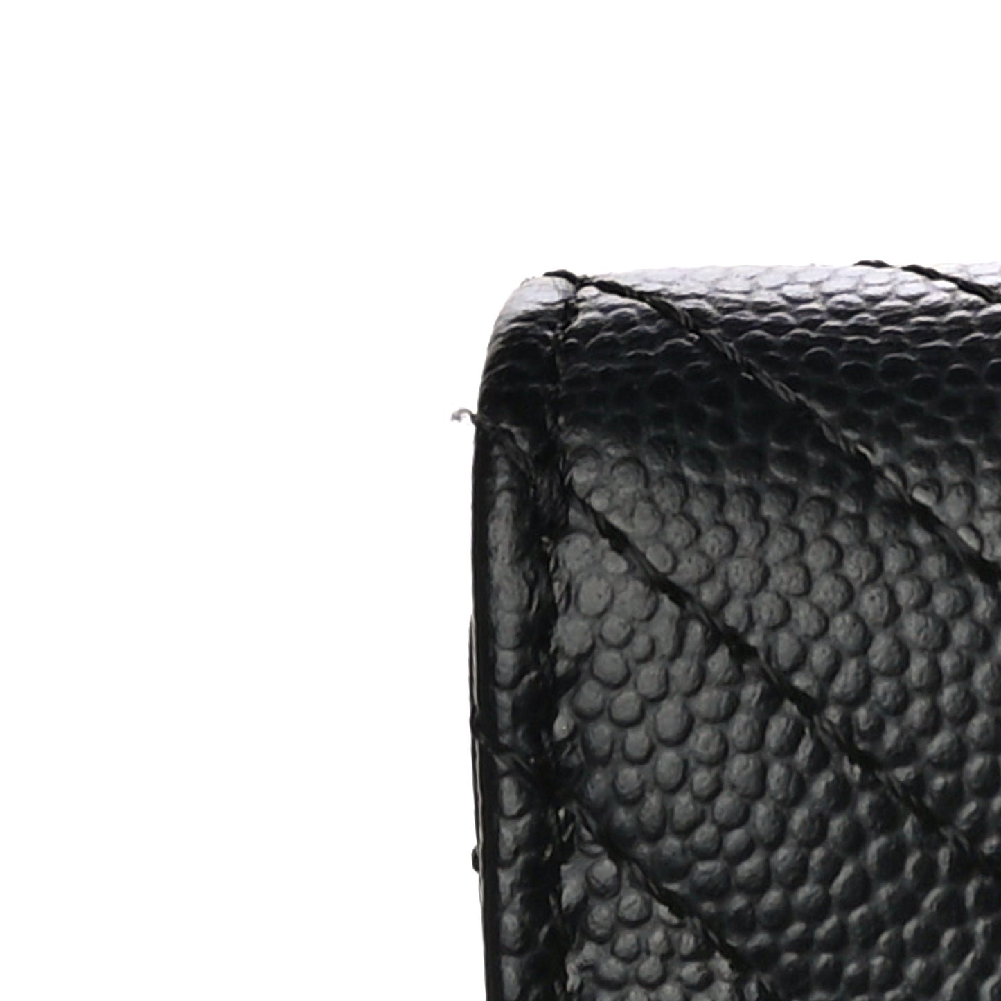 Caviar Chevron Quilted Compact Flap Wallet Black