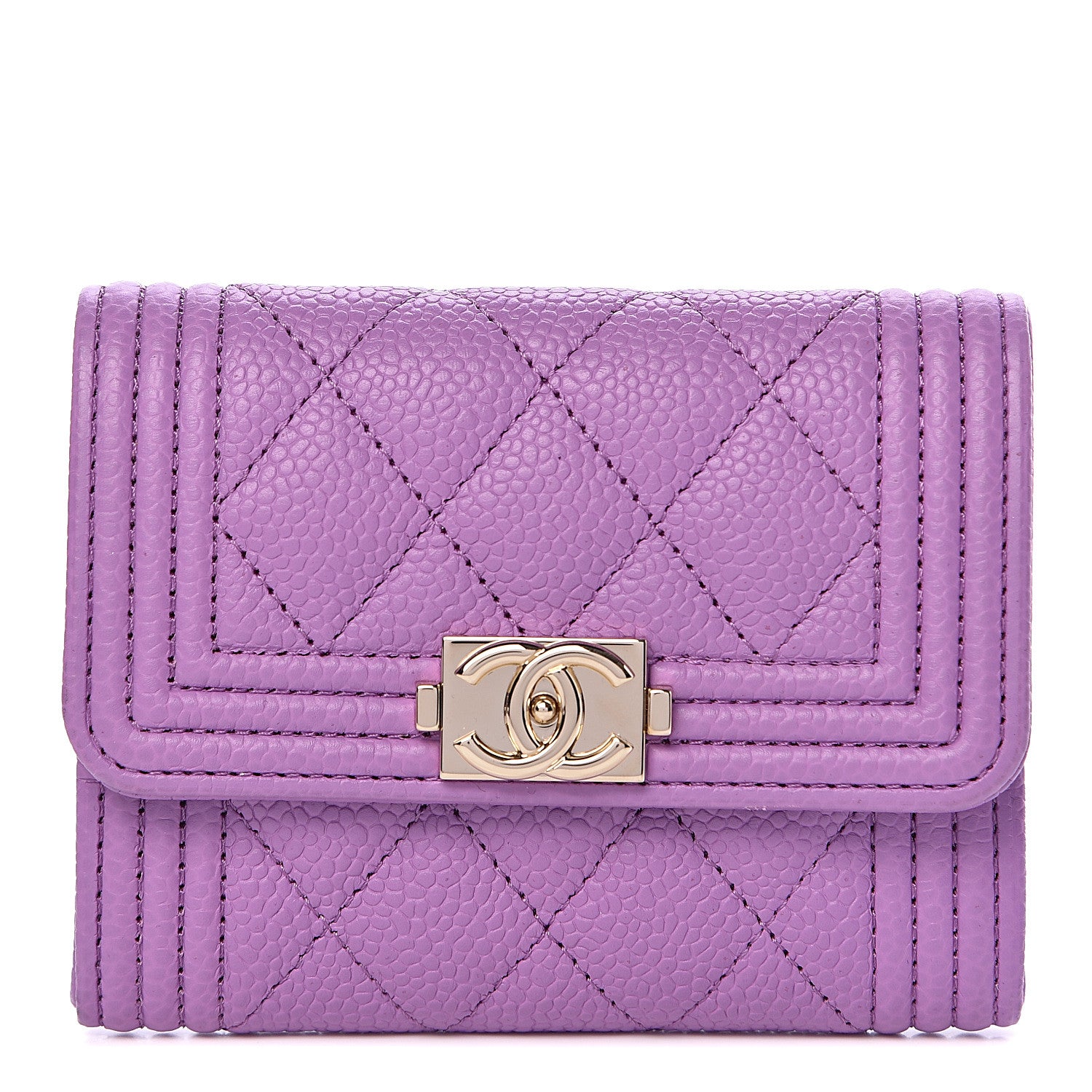 Chanel Caviar Quilted Boy Flap Card Holder Purple 1 of 8