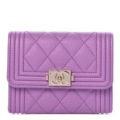 Chanel Caviar Quilted Boy Flap Card Holder Purple 1 of 8