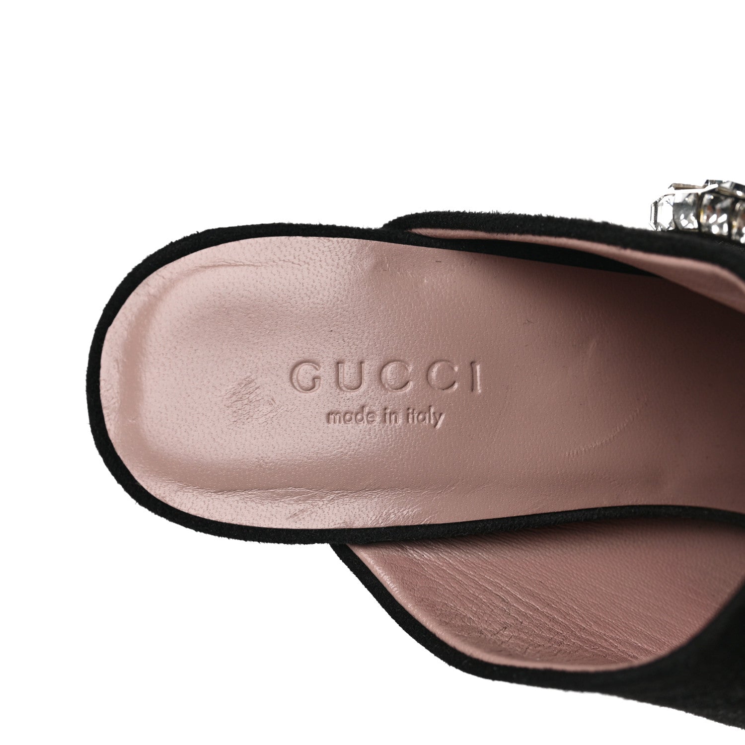 Gucci Suede Crystal Maxine Horsebit High Heel Slides 36.5 Black 7 of 11
