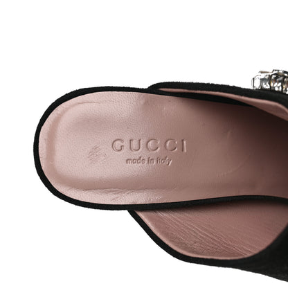 Gucci Suede Crystal Maxine Horsebit High Heel Slides 36.5 Black 7 of 11